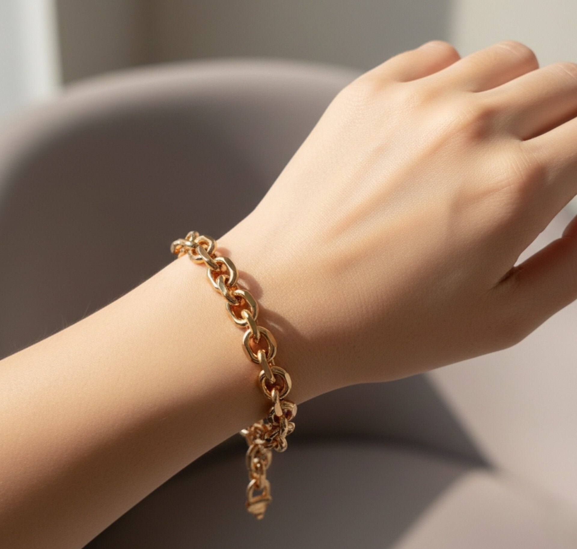 دستبند ژوپینگ آبکاری طلا با بافت Round Cable Chain