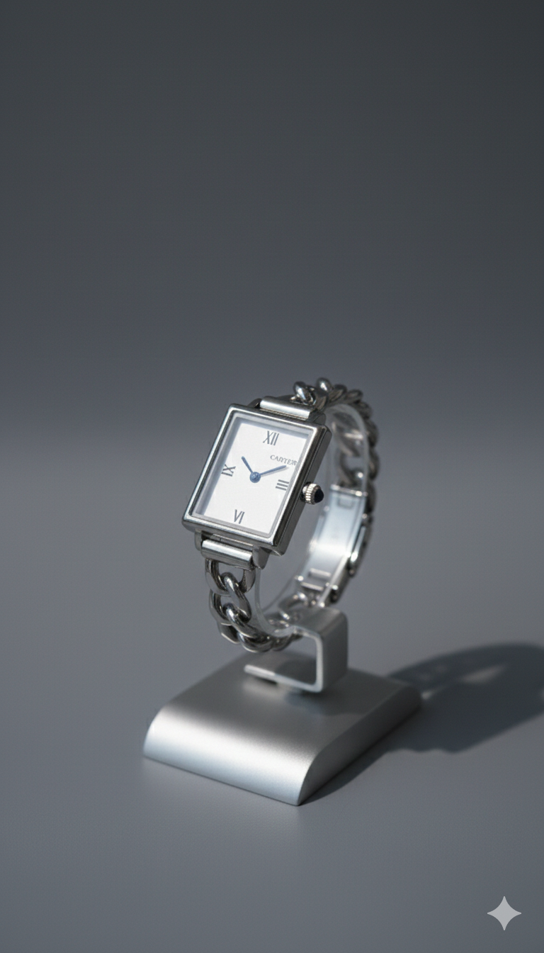 ساعت استیل نقره‌ای زنانه Carter — صفحه مستطیل سفید ۲۰×۱۶ میلیمتر، سبک مینیمال و همه‌کاره