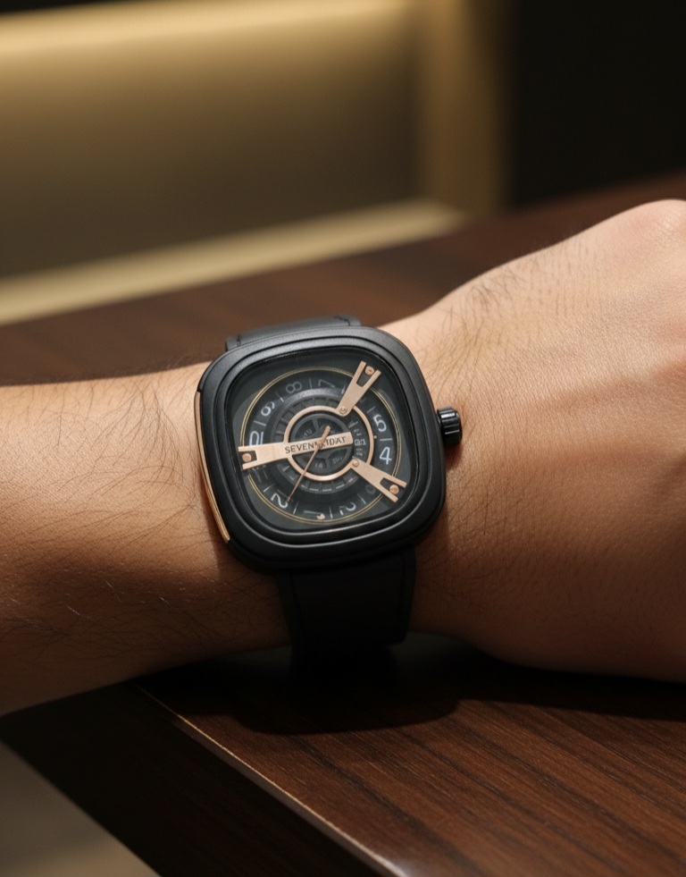 ساعت مردانه چرمی طرح SevenFriday | صفحه مربع و کیفیت بالا