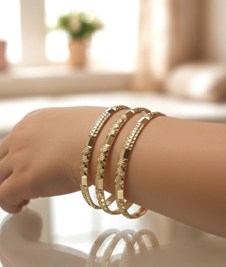 النگو طلاروس بچگانه حکاکی‌دار پک ۳ عددی