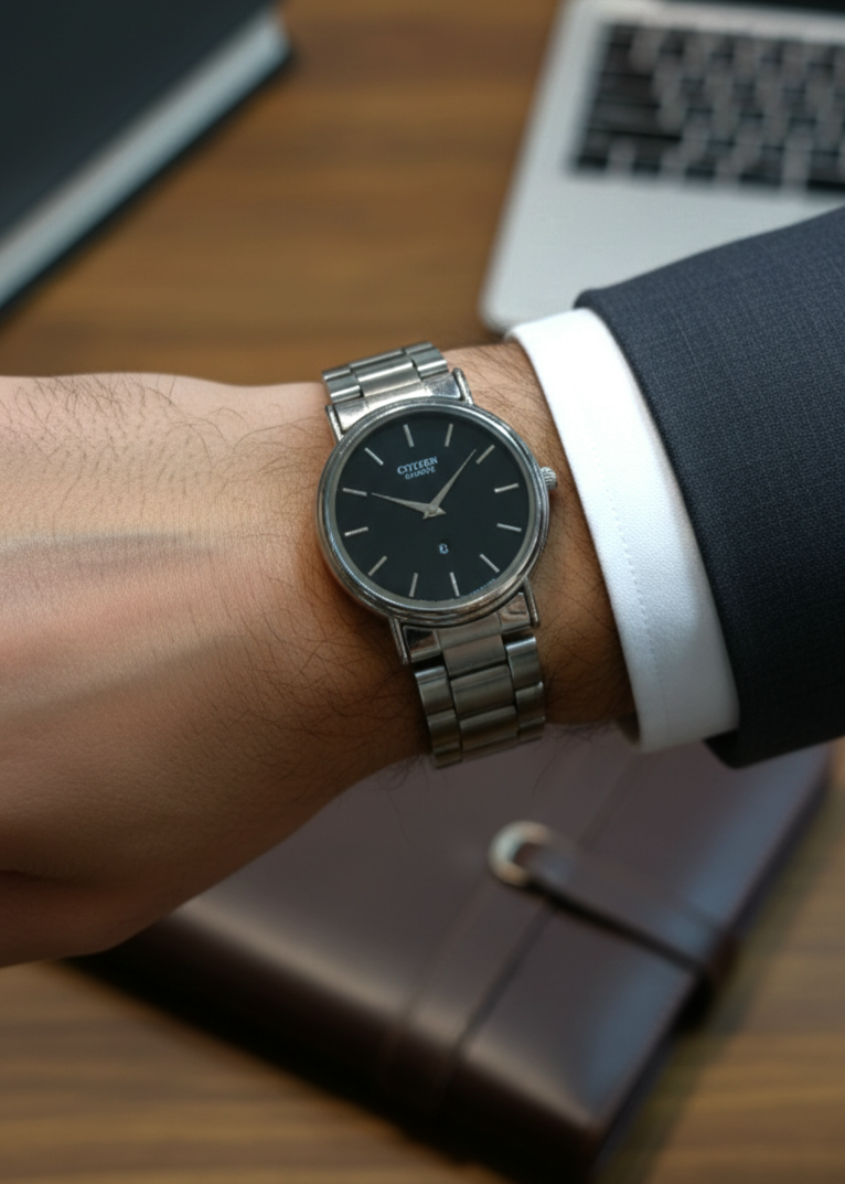 ساعت مچی مردانه استیل سیتیزن صفحه گرد موتور ژاپن